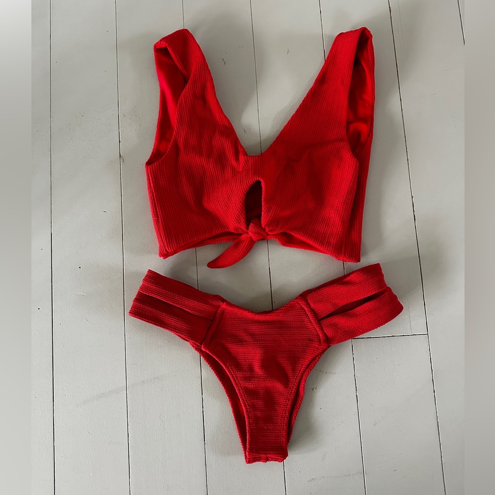 Montce Crimson Micro Scrunch - Red Bikini Set, Small